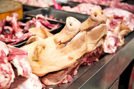 Fresh pork in the marketの写真素材