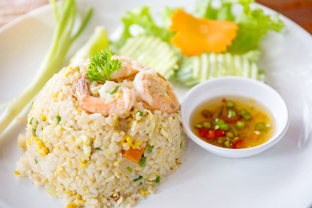 Fried rice with shrimpの写真素材