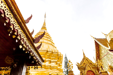 Wat Phra That Doi Suthep is tourist attraction of Chiang Mai, Thailand, golden pagoda.の写真素材