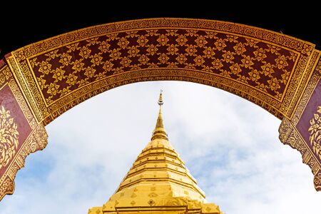 Wat Phra That Doi Suthep is tourist attraction of Chiang Mai, Thailand, golden pagoda.の写真素材