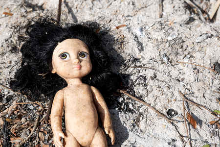 Old toy doll in the devastationの写真素材