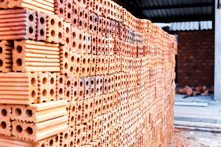 Red cement brick , raw materialの写真素材