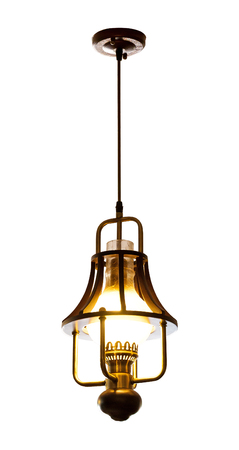 Modern hanging lamp, isolated on white backgroundの写真素材