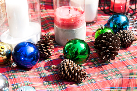 Christmas Decoration Over Wooden Backgroundの写真素材