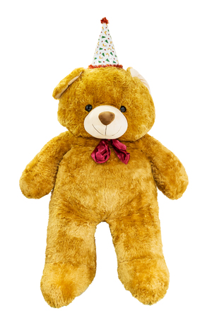 Teddy bear decorated christmas isolated on white backgroundの写真素材