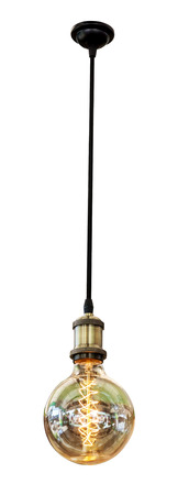 Modern hanging lamp, isolated on white background.の写真素材