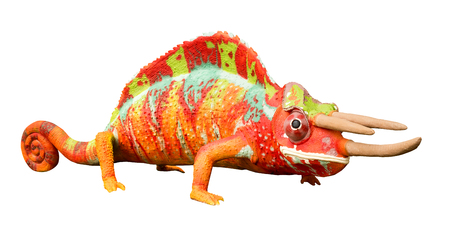 lizard iguana toy on white backgroundの写真素材