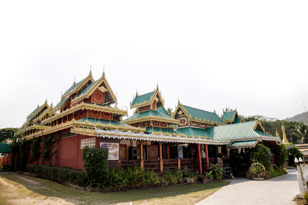 Burmese architectural style of Jong Klang Temple and Jong Kham temple Mae Hong Son, Northern Thailandのeditorial素材