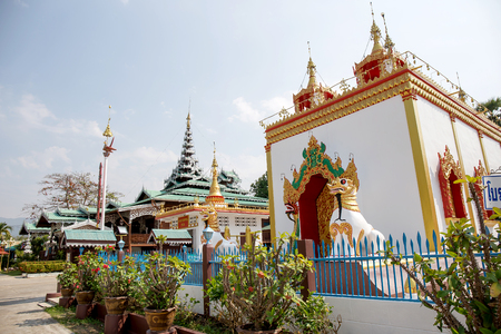 Burmese architectural style of Jong Klang Temple and Jong Kham temple Mae Hong Son, Northern Thailandのeditorial素材