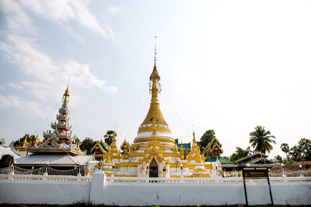 Burmese architectural style of Jong Klang Temple and Jong Kham temple Mae Hong Son, Northern Thailandのeditorial素材