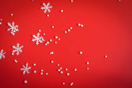 Christmas decoration on red background.の写真素材
