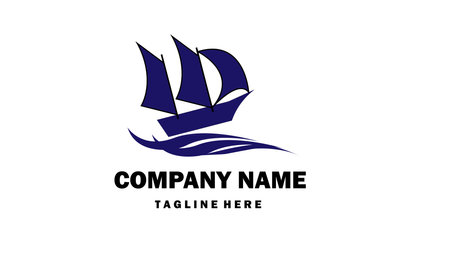 logo design of a ship in the sea with a blue colorのイラスト素材