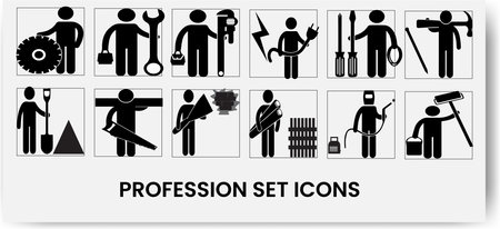 Professional construction icons set. Vector illustration. Isolated on white background.のイラスト素材