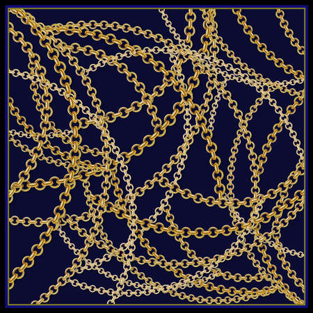 gold chain glittering geometric silk scarf design