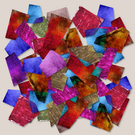 worn fabric textured colorful geometric silk scarf design