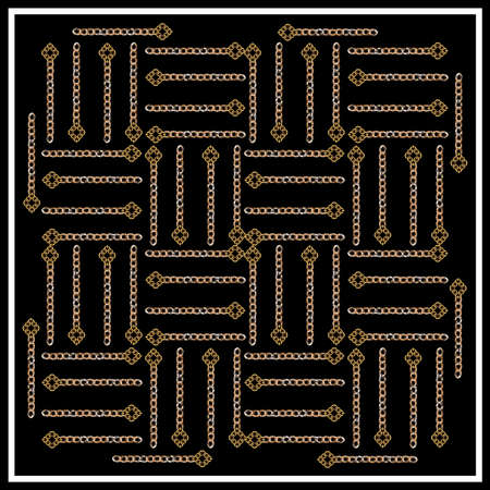 silk scarf design with gold and baroque ornaments