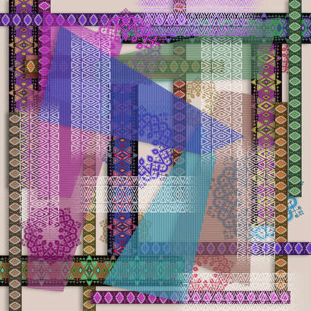 colorful geometric silk scarf design