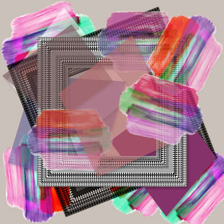 colorful geometric silk scarf designの写真素材