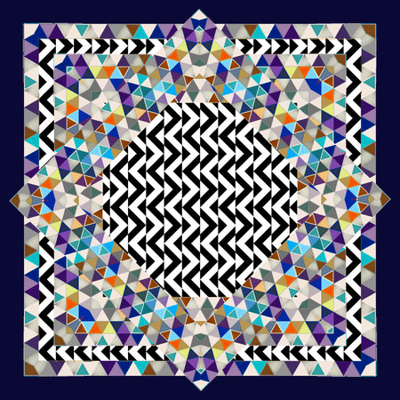 colorful geometric silk scarf design