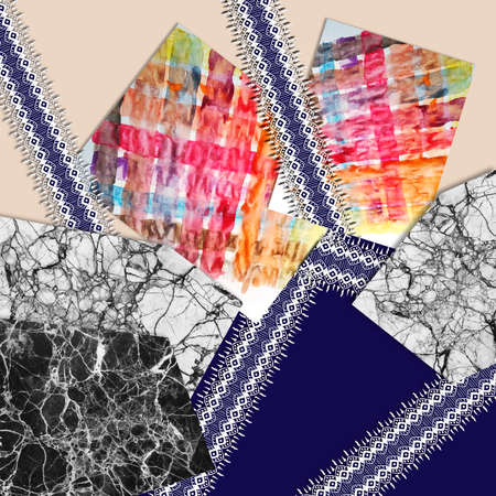 Worn paper,fabric,marble textured abstract colorful scarf design