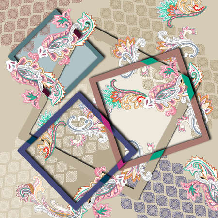 shawl motif ethnic patterned geometric colorful scarf design