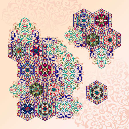 ottoman motif geometric colorful scarf design
