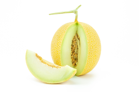 Cantaloupe melon isolated on the white backgroundの写真素材
