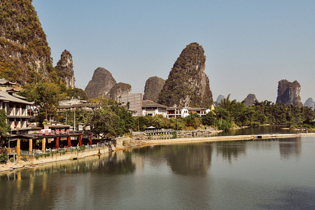 Building beside Guilin lakeのeditorial素材