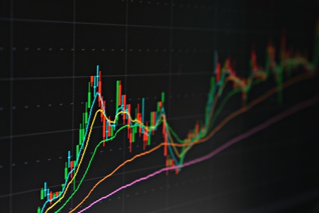 Business or finance background : Display of stock market, stock exchange data or graph on monitor,...