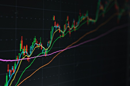 Business or finance background : Display of stock market, stock exchange data or graph on monitor,...