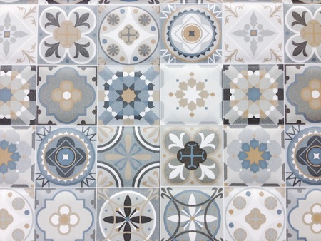 Detail of some typical portuguese tiles, Ceramic tiles patternsの写真素材