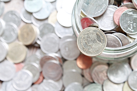 Business, finance, savings money, investment, currency exchange or loans concept : Top view or flat...