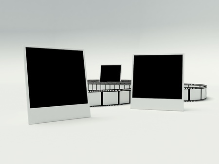 Blank film strip on a white backgroundの写真素材