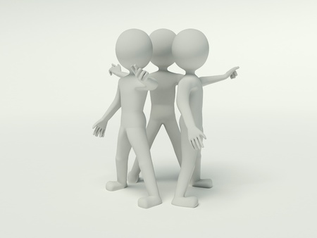 3d people working in the group and pressing buttons on the virtual backgroundの写真素材