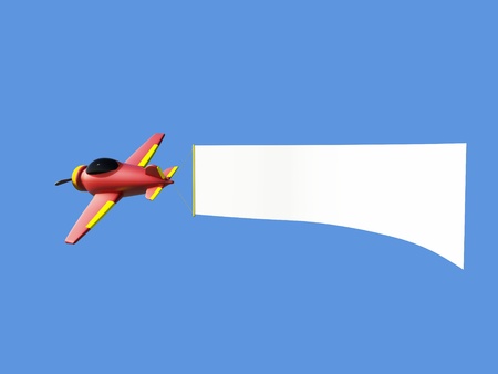 Aircraft pulling advertisement banner  on the white backgroundの写真素材
