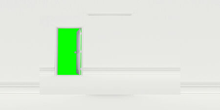Open White Door on White Wallの写真素材
