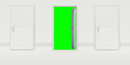 Open White Door on White Wallの写真素材