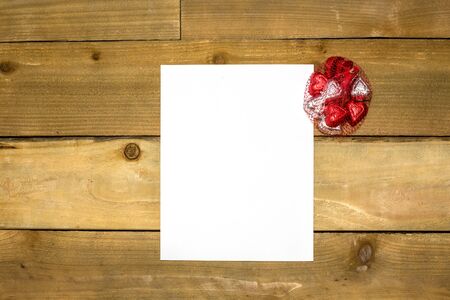 Valentines Day Background on wooden textureの写真素材