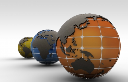 illustration and different views of the globeの写真素材