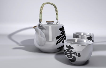 Traditional Japanese Teapotalso known as Ocha, served in japanese tea bowl の写真素材