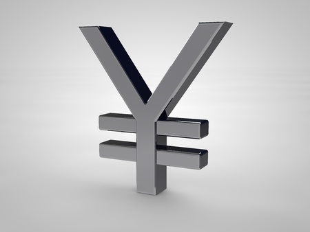 3D Japanese-Yen symbol isolated on white in silverの写真素材
