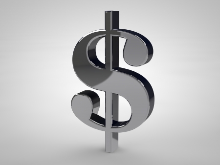 3D US-Dolla symbol isolated on white in silverの写真素材