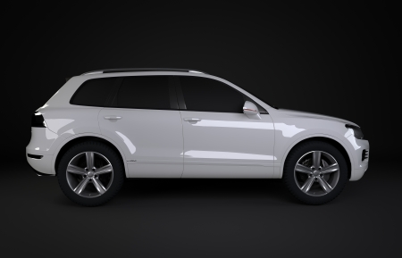 white off road vehicle isolated of black backgroundの写真素材