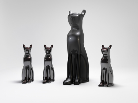 3D Illustration of the rendered cat statueの写真素材