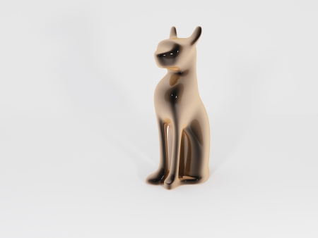 3D Illustration of the rendered cat statueの写真素材