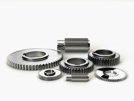 3D Illustration of the rendered industry steel gearsの写真素材