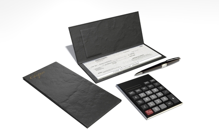 3D Illustration and rendering of isolated Checkbook and penの写真素材