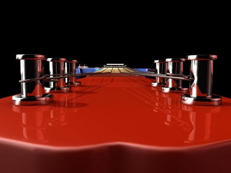 3D Illustration and rendering of isolated red E-Guitarの写真素材