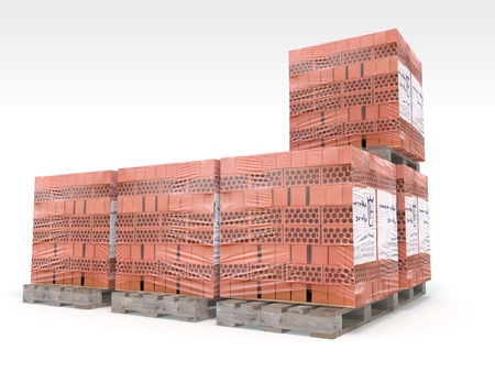 3D Illustration and rendering of pallet bricksの写真素材