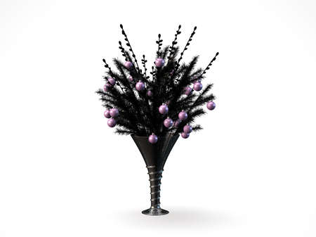 rendered illustration vase with Christmas decorationsの写真素材